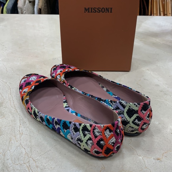 MISSONI FLATS IN CALF LEATHER W/FABRIC UPPER GORGEOUS COLORWAY/PRINT SIZE 38/8 - Picture 2 of 14